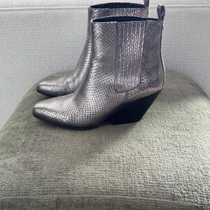 Michael Kors silver embossed Ankle Booties